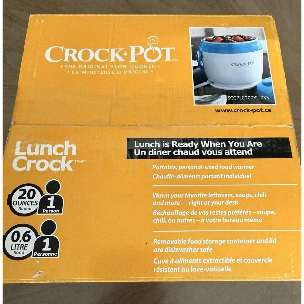Crock-Pot Lunch Food Warmer Personal Mini Travel Slow Cooker Blue 20 Oz NIB